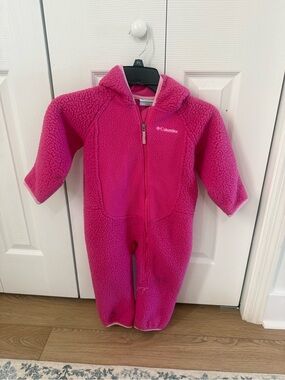 Columbia Bright Pink Fleece Hooded Baby One-Piece
